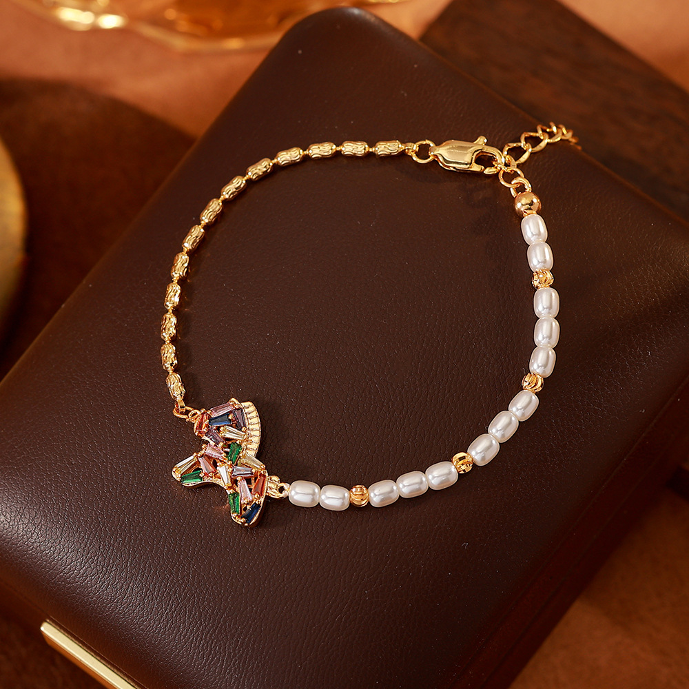 【彩虹白马】珍珠彩色水晶手链女轻奢高级感手饰百搭